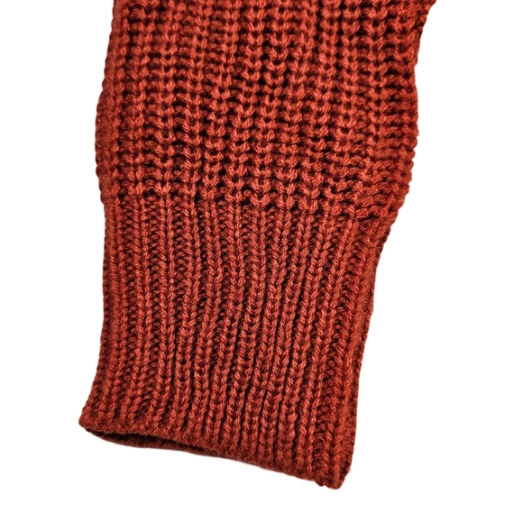 Love Tree Distressed V Neck Button Up Cropped Cardigan, Burnt Orange, Small - Picture 9 of 14